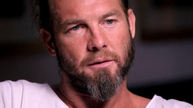 Ben Cousins during the recent Channel 7 documentary ‘Ben Cousins: Coming Clean’. Picture: Channel 7