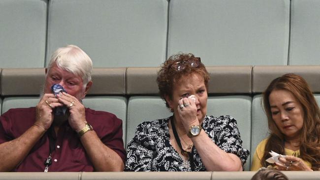 Survivors and family members in the public gallery as the national apology to Thalidomide survivors is given in the House of Representatives. Picture: NCA NewsWire / Martin Ollman