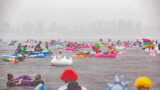 The Manly Inflatable Boat Race at Shelley Beach, Manly, NSW. Sunday 17th March 2019. (AAP IMAGE/Jordan Shields)