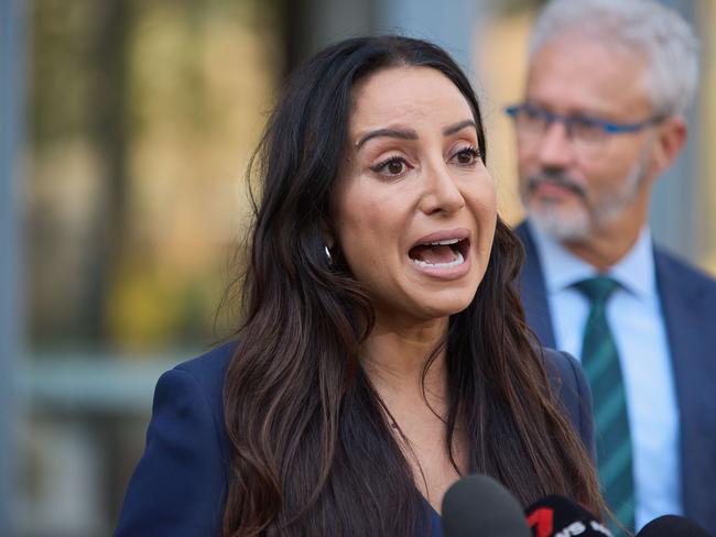SYDNEY, AUSTRALIA - NewsWire Photos, February 28, 2025 . Antoinette Lattouf  speaking to the media in front of the federal court, in Sydney  :   Picture: NewsWire / Flavio Brancaleone