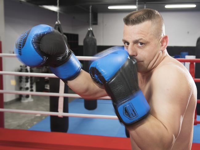 Boxer Mark Galea won the  Australian title in the WBF (World Boxing Federation) Masters Championship (60-64kg category) in Brisbane. March 20th 2018. Picture: Ellen Smith