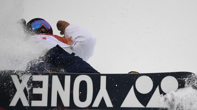 Japan's Yuto Totsuka comes down in the half-pipe final.