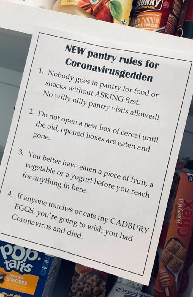 This four point list of pantry commandments has the internet in stitches. Picture: Facebook/Mum Central Australia