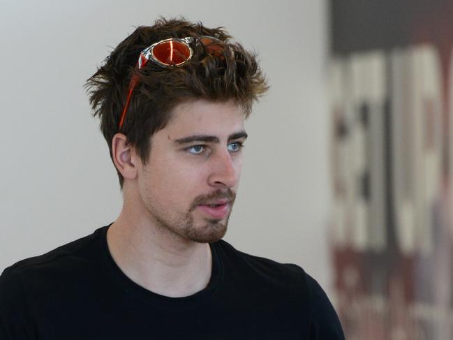 Tour Down Under cycling star Peter Sagan arrives in Adelaide, Friday, January 5, 2018.  AAP Image/ Brenton Edwards)