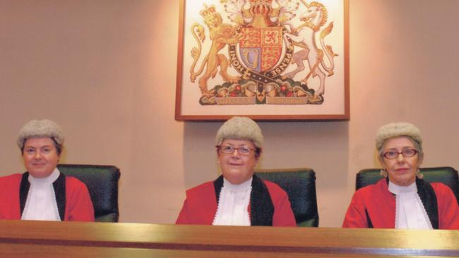 Vanstone, left, as part of SA’s first all-female Full Court 2006, with Margaret Nyland and Robyn Layton