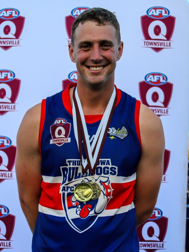 Joel Newman from Thuringowa Bulldogs won the best on ground award for the senior men's in AFL Townsville. Picture: Supplied