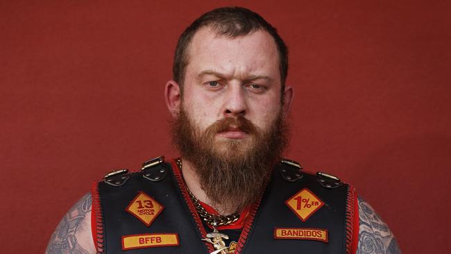 Hunter bikie ”Nath” who said he joined the Bandidos because he ‘didn’t have much of a family’ growing up. Picture: Sam Ruttyn