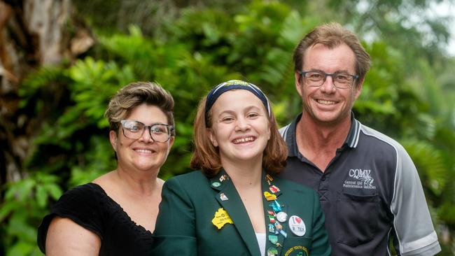 Zoë and her parents Karissa and Brett Ruddick are getting ready for a very different 2025. Picture: Michaela Harlow