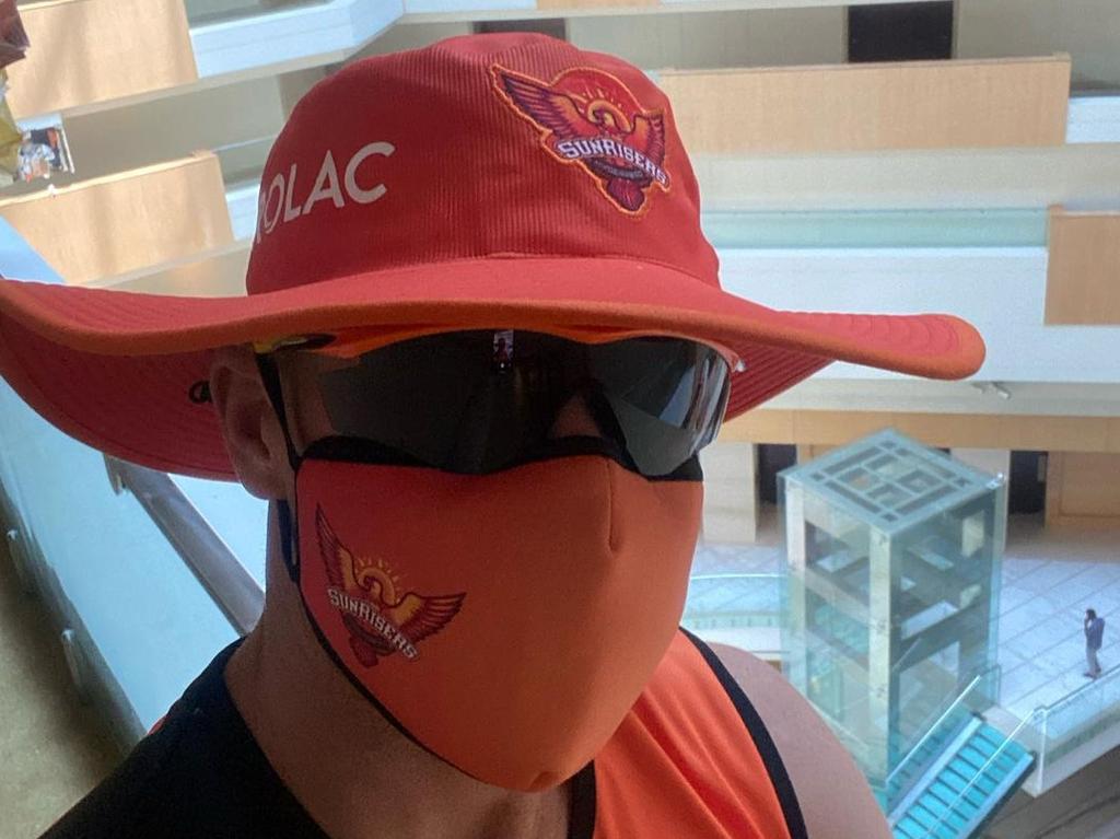 David Warner trying to stay safe.