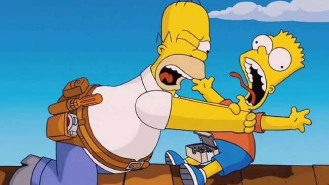 Homer Simpson has a penchant for strangling son Bart on The Simpsons.