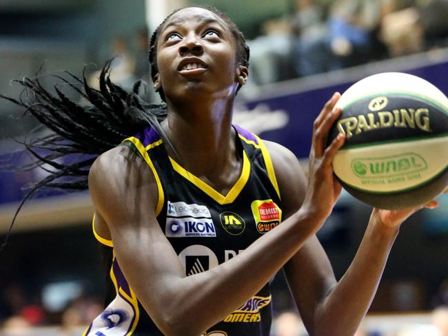 WNBL: Melbourne Boomers v University of Canberra Capitals.  Boomers Eziyoda Magbegor. Picture: Mike Dugdale