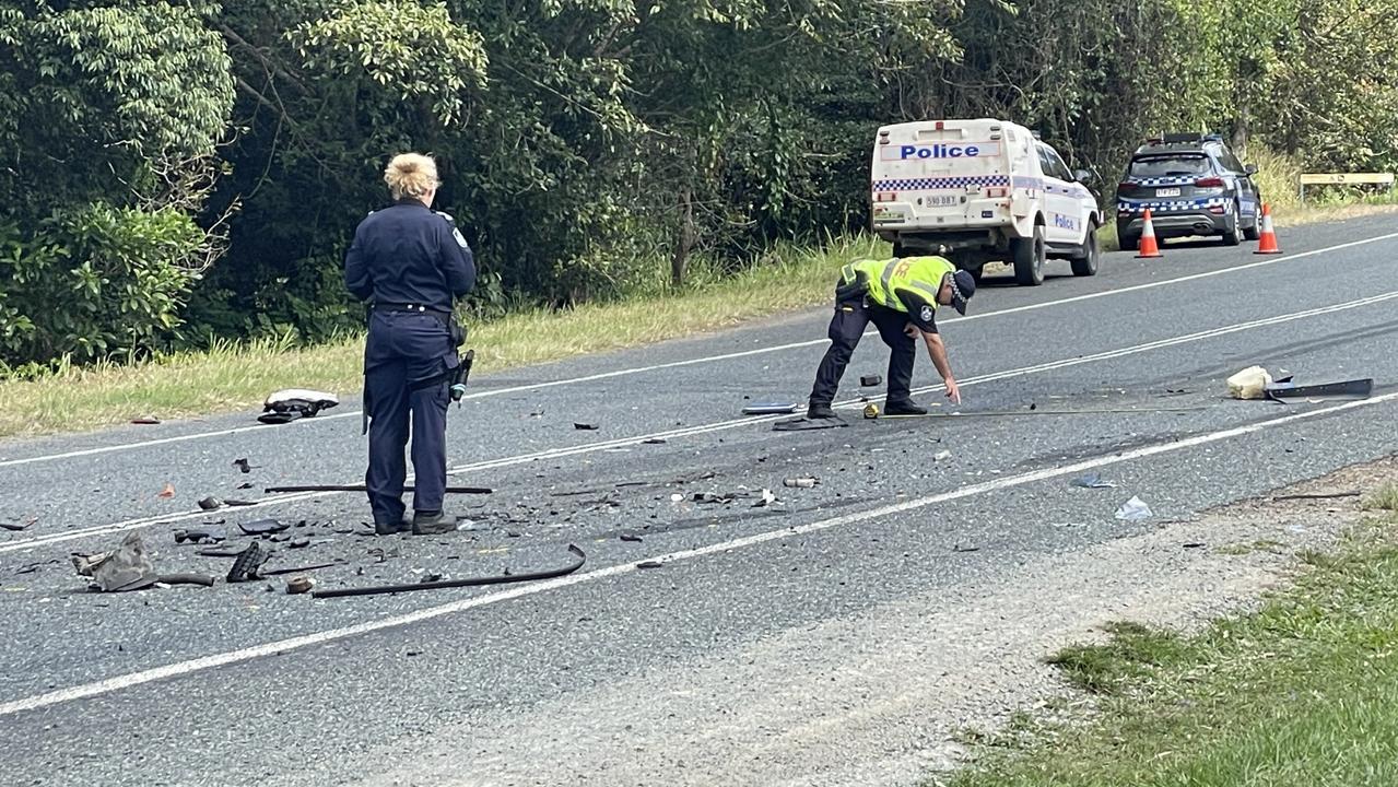 Forensic Crash Unit investigators examine the scene on Shute Harbour Rd on July 11, 2023. Picture: Janessa Ekert and Estelle Sanchez