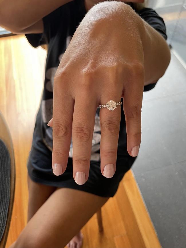 Abby Gilmore's engagement ring. Picture: Instagram