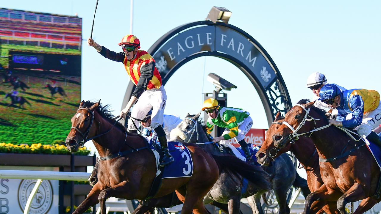 Kyle Wilson-Taylor willed his first Group 1 into reality. Picture: Grant Peters – Trackside Photography.