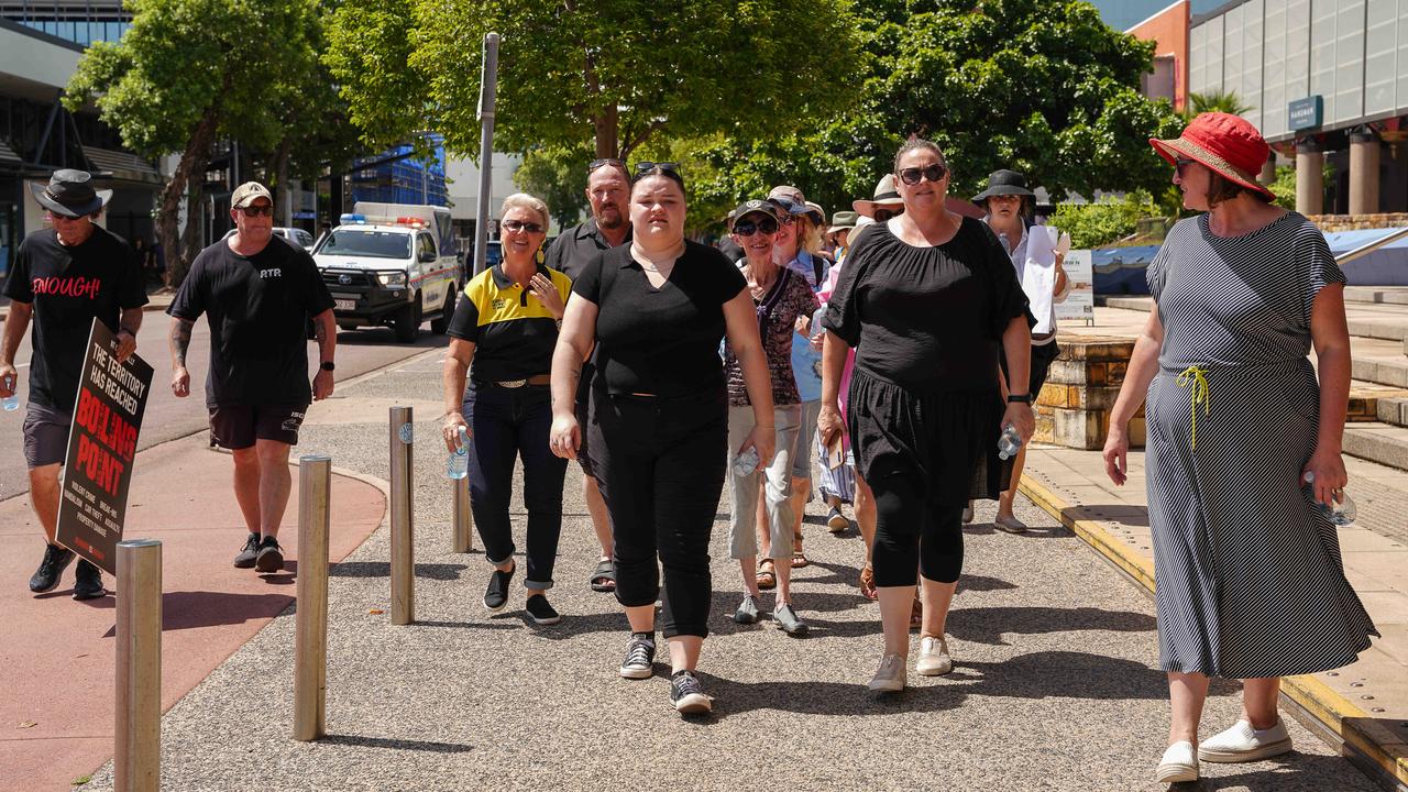 Thousands showed up to rally against crime in the NT in the wake of Declan Laverty’s tragic stabbing death. Picture: Pema Tamang Pakhrin