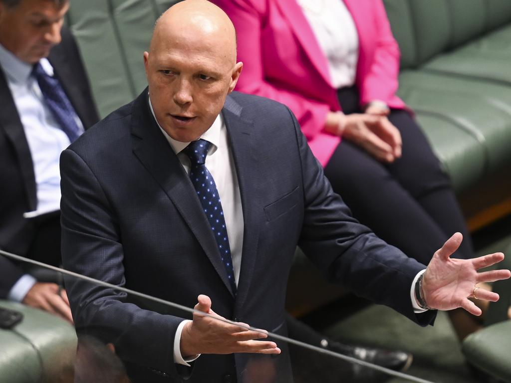 Opposition Leader Peter Dutton during question time at Parliament House in Canberra. Picture: NCA NewsWire / Martin Ollman