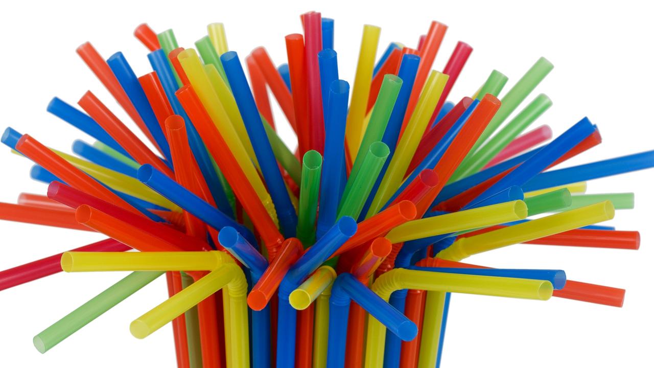 Tight grouping of colorful straws