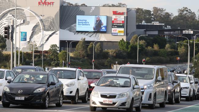 Typical bumper to bumper traffic in Coomera. Picture: Glenn Hampson.