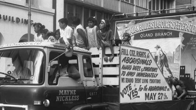 Aboriginal Voting rights float during the 1967 May day procession.