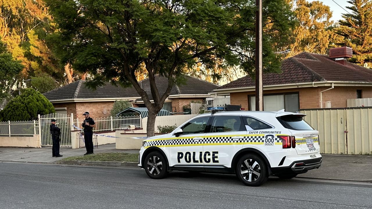 Police outside the Rosetta St home on Sunday morning. Picture: Eva Blandis