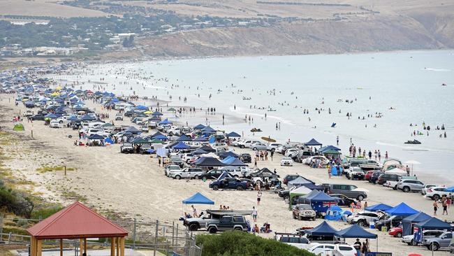 Adelaide’s proximity to world-class beaches, such as Aldinga Beach (pictured) on Australia Day, are part of what makes it an enviable city for liveability. Picture: Tom Huntley