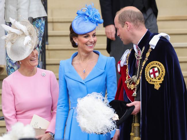 Sophie, Countess of Wessex, shares a laugh with the Cambridges. Picture: Chris Jackson/Getty Images