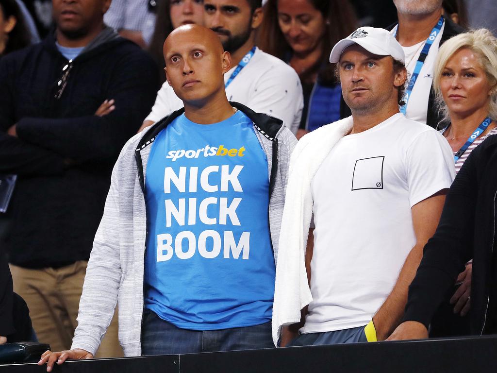 Nick Kyrgios's brother Christos wearing sportsbet T-shirt. Pic: Michael Klein