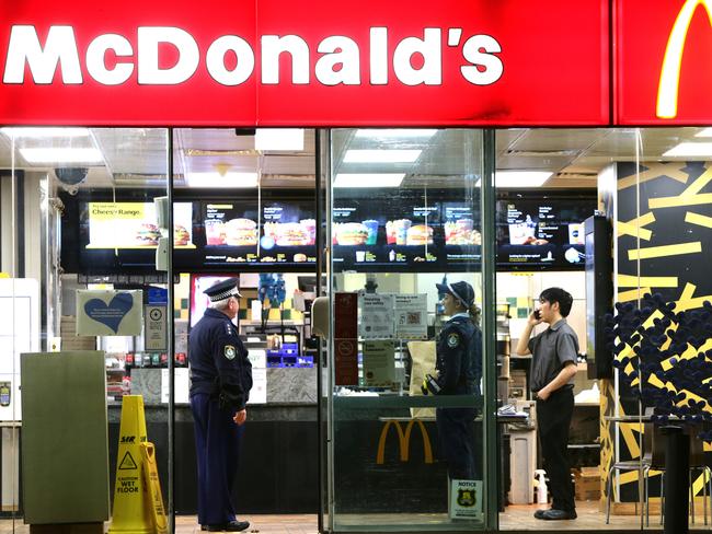 Staff were left terrified after an armed man held up the McDonald’s restaurant on Victoria Road, West Ryde. Picture: Bill Hearne