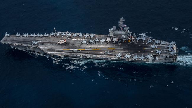 The US Navy’s forward-deployed aircraft carrier USS Ronald Reagan (CVN 76) sails during Talisman Sabre 2019. Picture: ADF