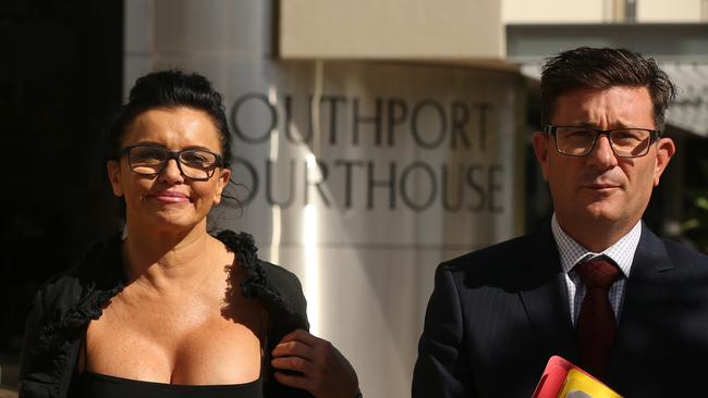 Former Block contestant Suzi Taylor leaves Southport Court with her lawyer Michael Gatenby. Picture: Glenn Campbell/NCA NewsWire