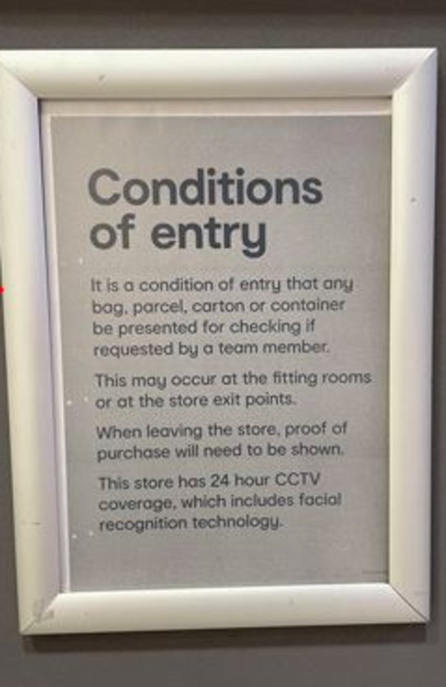 The stores have ‘conditions of entry sign’ disclosing the use, but Choice says ‘discreet signage and online privacy policies’ aren’t enough to ‘adequately inform’ shoppers. Picture: Choice