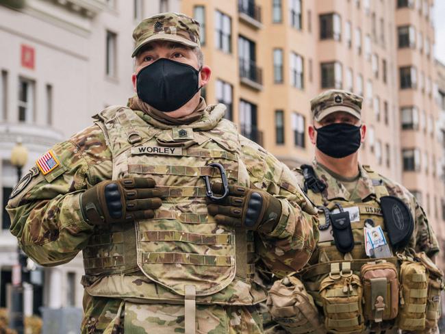 National Guard soldiers in Washington before Joe Biden’s inauguration as the 46th U.S. President. Picture: AFP