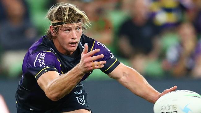 Harry Grant slots back in at hooker for the Storm. Picture: Kelly Defina/Getty Images