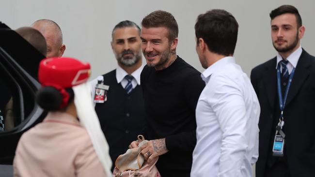 David Beckham outside Sydney Airport. Picture: David Swift.