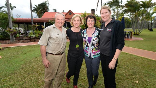 John and Genevieve Martin with Jann Stuckey and Mary Carroll at Ferns Hideaway Resort four months Severe Tropical Cyclone Marcia in 2015. Picture: Chris Ison