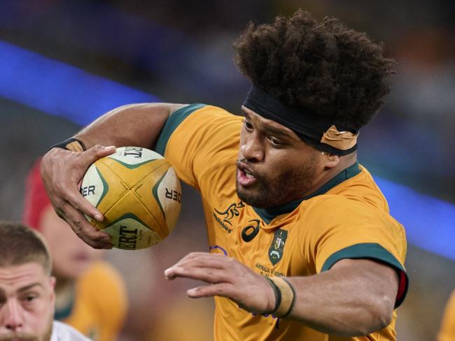 SYDNEY, AUSTRALIA - JULY 20: Rob Valetini of the Wallabies is is tackled during the International Test Match between Australia Wallabies and Georgia at Allianz Stadium on July 20, 2024 in Sydney, Australia. (Photo by Brett Hemmings/Getty Images)