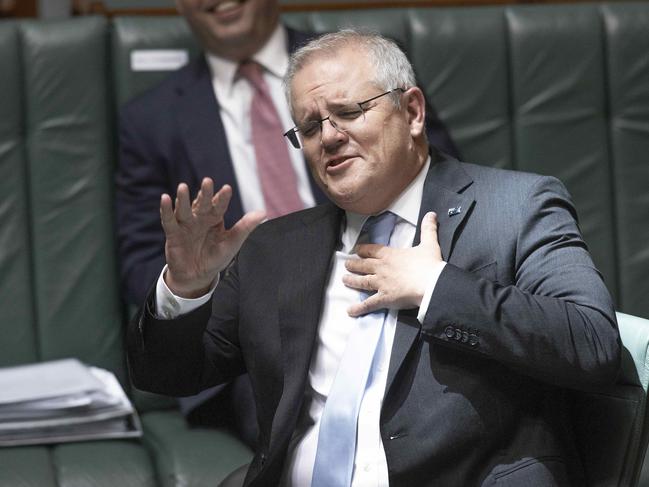 CANBERRA, AUSTRALIA-NCA NewsWire Photos SEPTEMBER 01 2020.The Prime Minister Scott Morrison with a ray of sunlight illuminating him reacts to a labor question during Question Time in the House of Representatives in Parliament House Canberra.Picture: NCA NewsWire / Gary Ramage