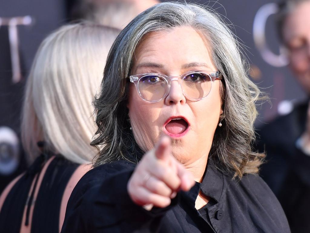 US comedian Rosie O'Donnell has long been an enemy of Donald Trump, and the feeling is mutual with the lesbian comedian appearing as a “villain” in a banned MAGA video. Picture: AFP