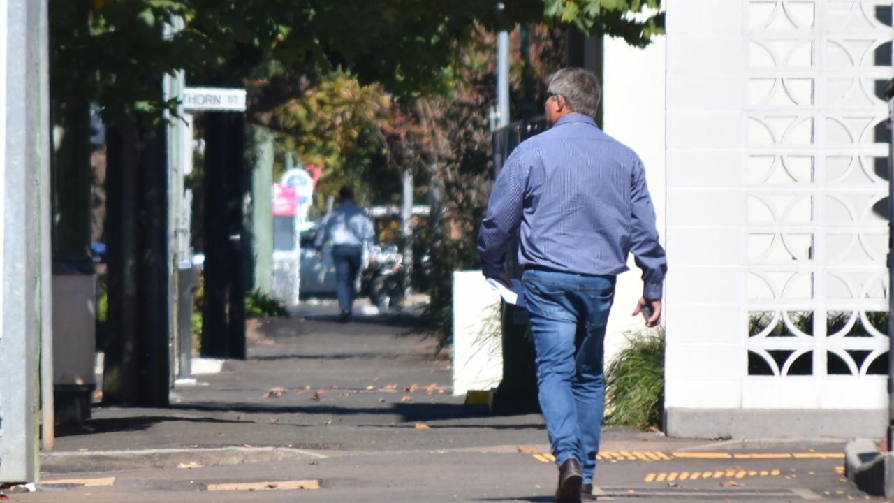 Truckie Gavin Stuart Jansen leaving the Toowoomba courthouse in May 2025 after pleading guilty to assaulting staff at a Glenvale pub.