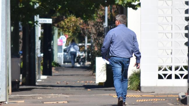 Truckie Gavin Stuart Jansen leaving the Toowoomba courthouse in May 2025 after pleading guilty to assaulting staff at a Glenvale pub.