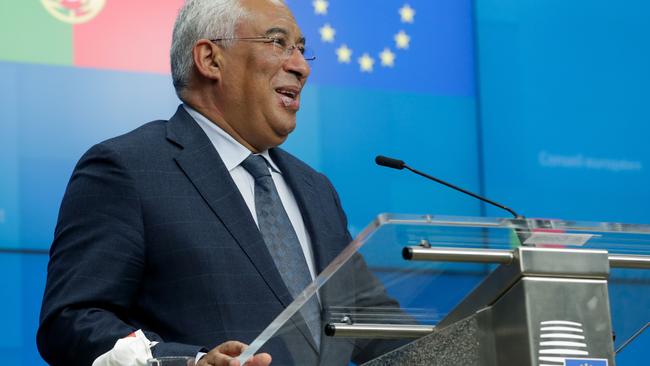 Portuguese Prime Minister Antonio Costa at a joint press conference at European Commission in Brussels. Picture: Stephanie LeCocq/AFP