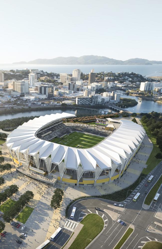 An artist's impression of the southern entrance of the new Townsville stadium.