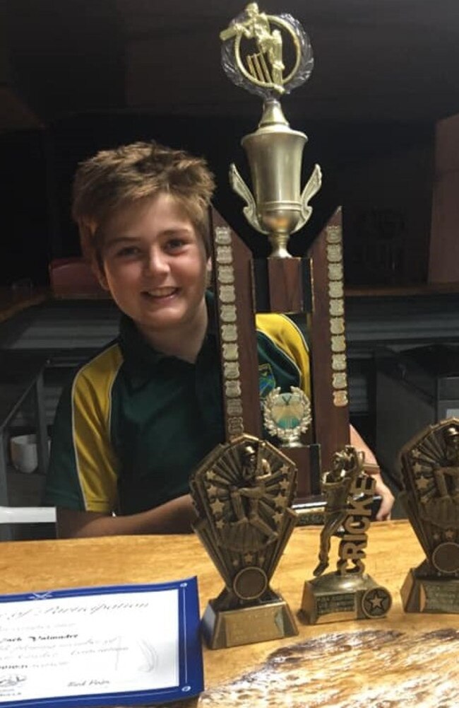 Jack Valmadre with all his cricket trophies. Photo: Contributed