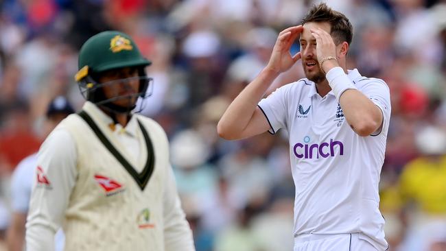 Ollie Robinson was frustrated by Usman Khawaja on day five. Picture: Stu Forster/Getty Images