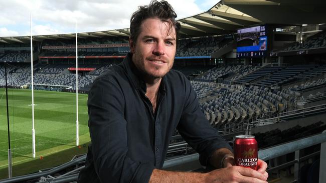 recently retired  Geelong Cats AFL Player Isaac Smith has announced a partnership with C.U.B. Carlton Draught pic at the Joel Selwood Stand at Kardinia Park .Pictured is   Ex cat player Isaac Smith in the Joel Selwood stand    Picture: Mark Wilson