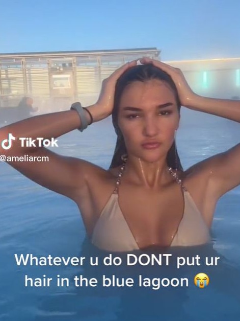 Amelia Carta-McCarthy has been warning others not to put their hair in the water. Picture: TikTok/Amelia Carta-McCarthy