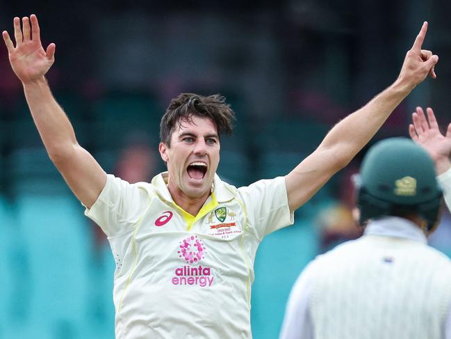 Pat Cummins took three wickets. Picture: David Gray/AFP