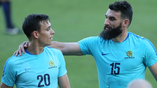 Future skipper Trent Sainsbury and Mile Jedinak. Picture: Jono Searle.