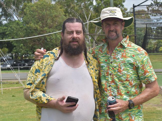 Beers & Boundaries players Mitchell Kydd and Blaine Ahern at Rockhampton Cricket's Country Carnival on January 25, 2025.