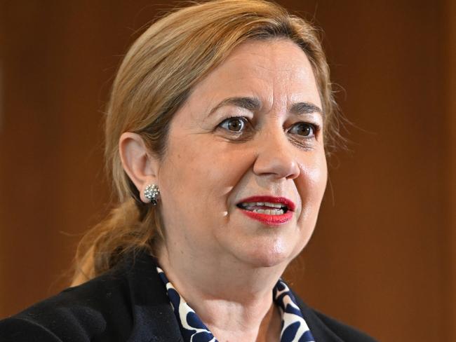 17/07/2023: Premier Annastacia Palaszczuk ,  announce Flu vaccination will be free for Queenslanders at a press conf. at 1 William st, Brisbane .  pic Lyndon Mechielsen/Courier Mail